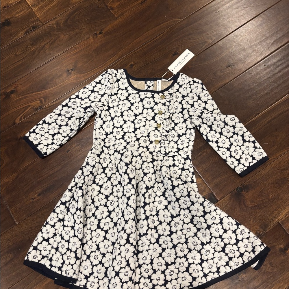 Janie and Jack Navy and White Floral Dress